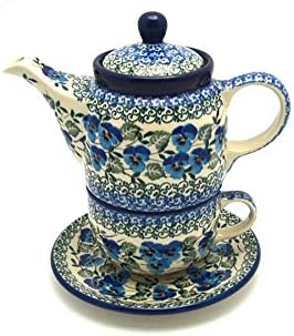 Polish Pottery Tea Time for One - Winter Viola