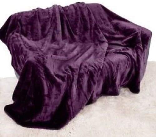 Rohi Blankets Bedspread Purple Plum Throw- Luxury Single Bed Fleece Throws Super Soft Fluffy Warm Faux Fur Solid Blanket 127x152cm