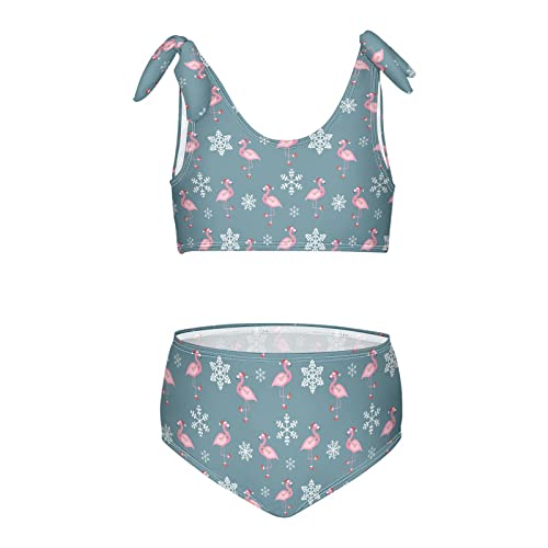 Image of Horse Pattern On Blue Girls Bikini Sets 2 Piece Swimsuits Bathing Suit Swimwear