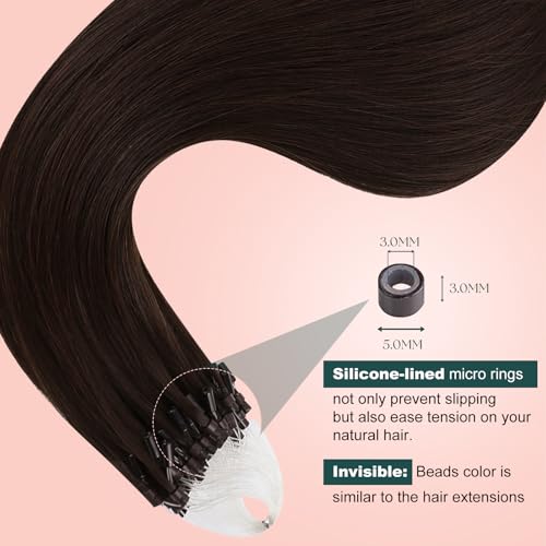 Image of Easyouth 18 Inch Micro Hair Extensions Human Hair Brown, Pre Bonded Hair
