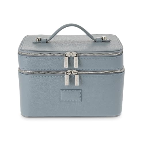 ETOILE - Duo Vanity Case Robin Blue - Large Functional Travel Makeup Bag Organizer with Removable Divider & Mirror