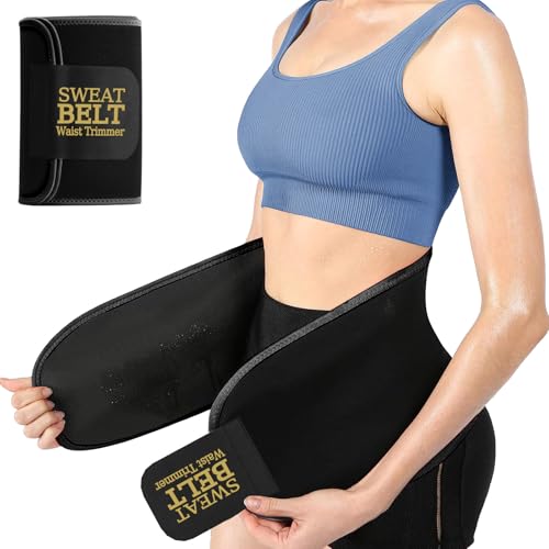 ZPP Waist Trainer for Women and Men, Neoprene Sweat Band Waist Trimmer Belt Slimming Stomach Wrap for Workout, Black, Large