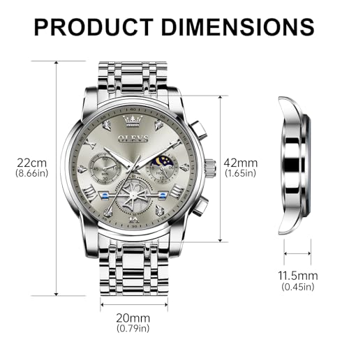 Image of OLEVS Watches for Men Luxury Dress Stainless Steel Waterproof Chronograph