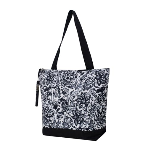 Image of NGIL Medium Top Zipper Closure Canvas Tote Bag with Attached Matching Coin Purse For Moms and Nurses