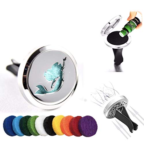 FIKA Ariel Little Mermaid Car Air Freshener Diffuser Vent Clip Locket Aromatherapy Essential Oils (Car Diffuser)