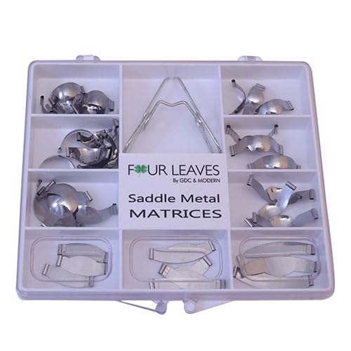 Four Leaves Saddle Metal Matrices Universal Kit 36 Pieces with Clip Spring, Dental Matrix System-image-6