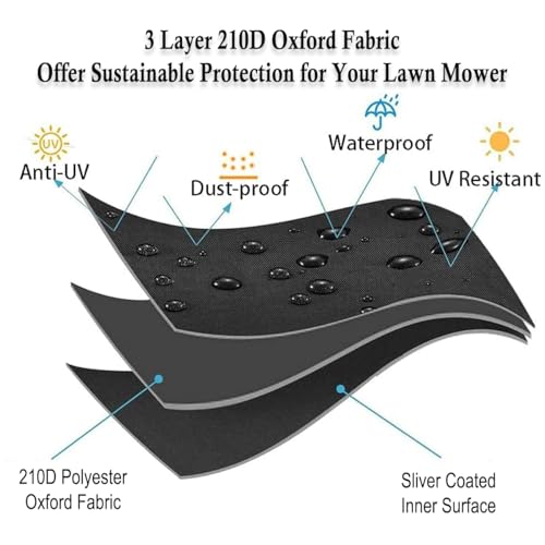 Riding Lawn Mower Cover,Lawn Mower Cover for Rider Garden Tractor. Outdoor 54\" Riding Mower Cover Waterproof for Lawn Tractor. Heavy Duty Lawnmower Covers Resistant Water, UV,Wind. (Black)