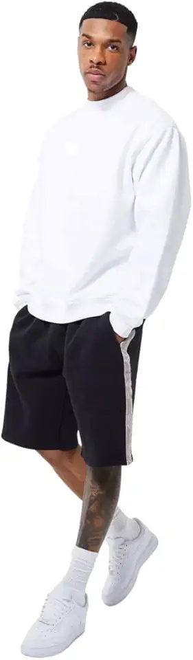 Blusa Moletom Gola Alta Oversized Masculino Quente Branco