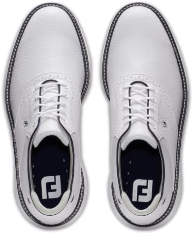 FootJoy Men's Traditions Spikeless Golf Shoe, White/White/Navy, 9 Wide | Image 6