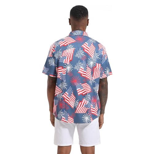 FT FENTENG Men's Casual Button Down Shirts Regular Fit Short Sleeve Hawaiian Shirt for Men3