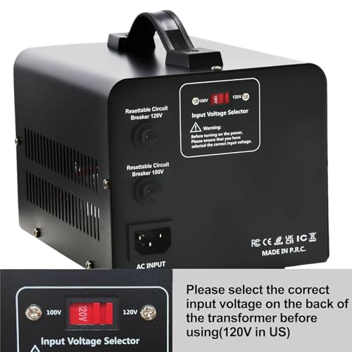 Image of Yinleader 1500W Japanese Voltage Converter - Step Down 120V to 100V or Step Up 100V to 120V, Includes US Power Cord for Medium-Power Appliances