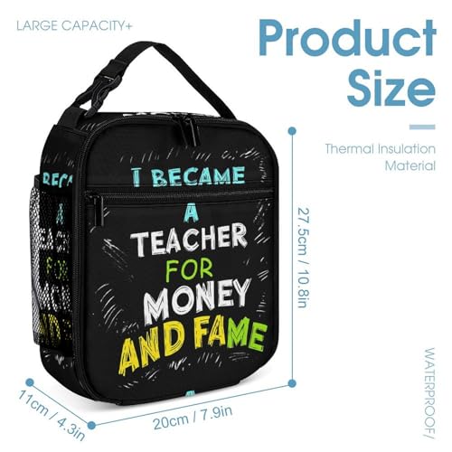 I Became A Teacher For Money And Fame Backpack Shoulder Bags Lunch Bag Pencil Case Box 3 Set Daypack Cute4