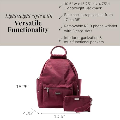 Baggallini All Day Backpack with RFID Phone Wristlet - Lightweight Travel Backpack for Women4