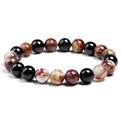 Koraliki z kamieni naturalnych, Bransoletka z mieszanego turmalinu odpowiednia dla kobiet i mężczyzn koralików kwarcowych(Beads 8mm,24cm 9.5inch)