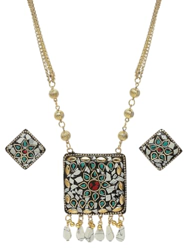 Juego de joyas DMZ-1000 chapado oro latón piedras para mujer