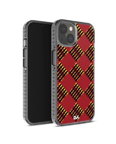 Image of DailyObjects Case for iPhone 14 Compatible with Mag-Safe Wireless Charging, Stride 2.0 Red Striped Checks Slim Shockproof Back Cover with Inner Magnetic Ring