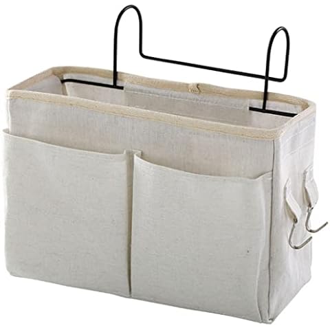 Storage Bag Bedside Hanging Storage Bag Caddy Pocket Nightstand Organizer Basket White for Bunk Bed Dorm Rooms Cover