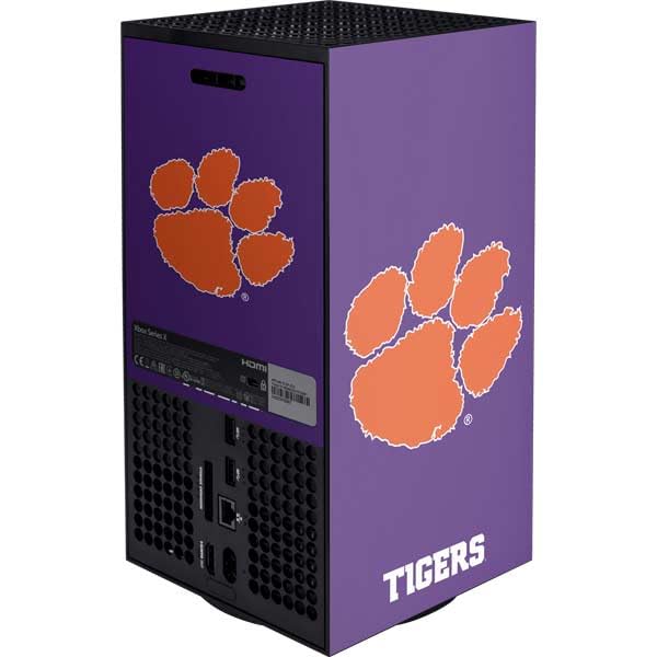 Skinit Decal Gaming Skin Compatible with Xbox Series X Console - Officially Licensed Clemson University Tiger Print Purple Design