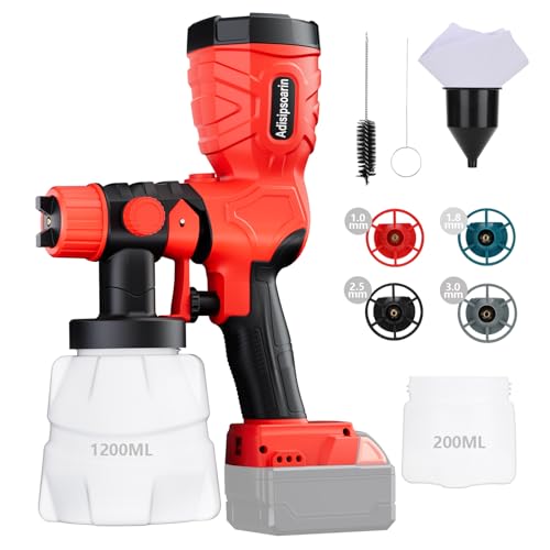Adisipsoarin Hochgeschwindigkeits-Farbsprüher 18 V für Milwaukee M18 Akku, 2 Behälter, leicht zu reinigen, für Haus- und Möbelanstrich (Akku nicht enthalten)