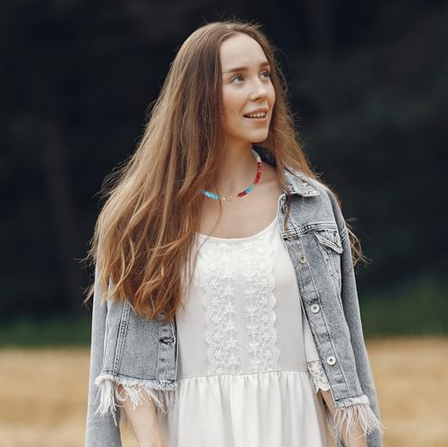 Jojomina Handmade Beaded Gemstone Choker Necklace For Women Boho Colorful Rainbow Natural Stone Bead Necklaces Beach Summer Jewelry  thumb #4