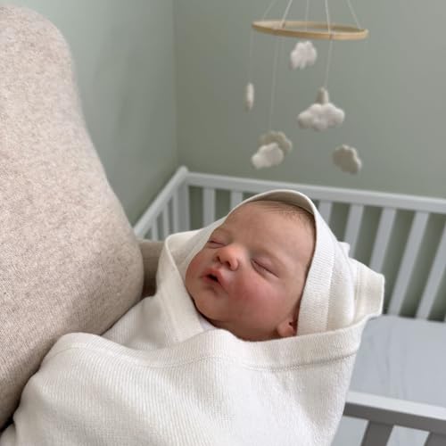 Jet&Bo BABY 100% Cashmere Receiving Blanket with Hood in Cream - Unisex, 30” x 30” - Ultra Soft, Hypoallergenic & Temperature Regulating – Gift Box and Card Included4