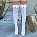 Leg Avenue Women's Trim and Bow Thigh Highs, White Satin Ruffle, One Size