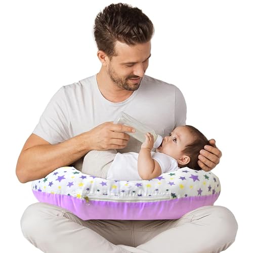 Image of VParents Feeding Pillow, Breast Feeding Pillows Vacuum Packed Cotton Nursing Pillow and Positioner, Breastfeeding, Bottle Feeding, Baby Support Joy (Purple) 110499