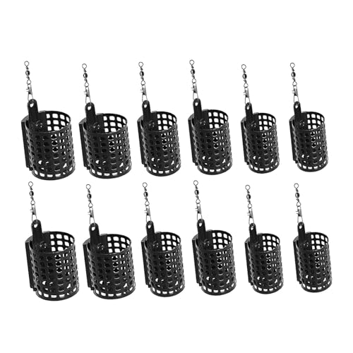 Garende 12x Alimentador de Gaiola de Pesca, Alimentador de Gaiola de Iscas Portátil para Peixinhos,