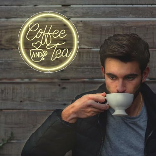 Brochao BRO2-CAT-R1WW-30-30 Coffee Neon Sign,Coffee And Tea Neon Signs,Dimmable Led Coffee Bar Hanging Wall Art Sign thumb #1