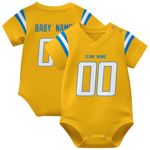Image of KREDE Baby Clothes Unisex Bodysuit Jersey Style Custom Name Number for Baby Boys