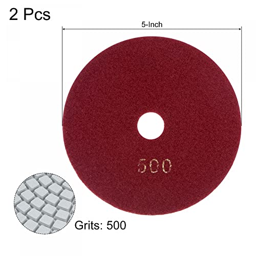 Image of uxcell Diamond Polishing Pad 5-Inch 500 Grits Wet /Dry Grinding for Stone Concrete Marble Countertop Floor 2pcs