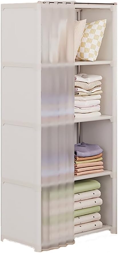 Household Wardrobe Closet, Simple Dustproof Portable Closet with Cover, Small Closet Shelves, Bedroom Clothes Storage Organizer (Color : BlackA)