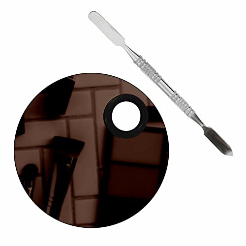 Image of Brain Freezer Shiny Makeup Palette With Stainless Steel Shape Circle Spatula, 100 g (Circle Rose Golden)