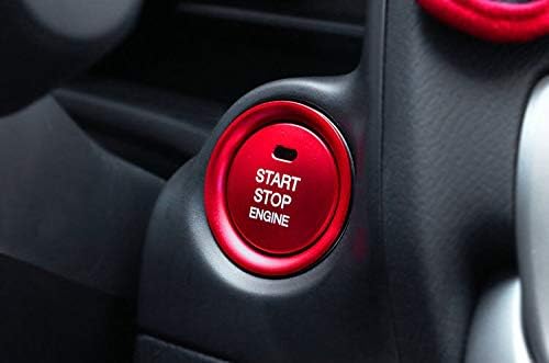 Miniatura 6 de MAXDOOL - Juego de 2 piezas de botón de arranque de motor sin llave de aluminio rojo y decoración circundante adhesivo interior para Mazda 3 6 CX-3