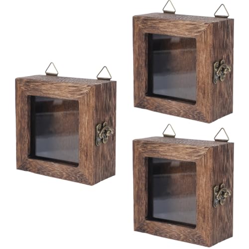HOOTNEE 3pcs Box Butterfly Specimen Box Large Capacity Display Dried Flower Case Wooden Storage for Decorative Holder for Home