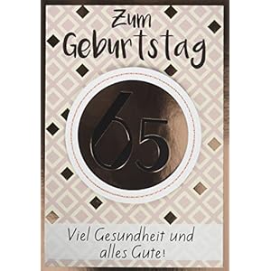 Perleberg hochwertige Geburtstagskarte der Lifestyle Collection mit goldenem Muster – edle Karte zum 65. Geburtstag inkl…