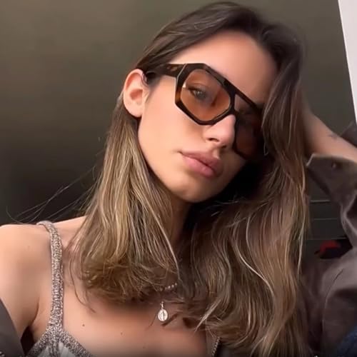 Lunettes de soleil rétro marron dégradé grand modèle pour l'été - 3
