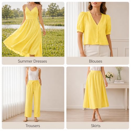 Image of Soimoi Yellow Solid 60 * 60's Cotton Cambric Fabric by 2 Yards, 56 Inch Wide Light Weight Material Suitable for Kurtis, Blouses, Kids Clothing, Tunics, Dresses and Summer Apparel