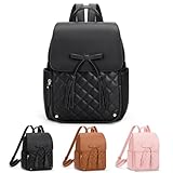 SDYSM Backpack Purse for Women PU Leather Anti-theft Travel Backpack Fashion Backpack Casual Convertible Small Lightweight Womens Shoulder Bags with Bow, Ladies Bag for Work College Daily
