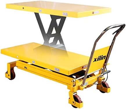Xilin Single Scissor Hydraulic Lift Table Cart Manual Lift Truck with Foot Pump, 3300lbs Capacity, 39.4" Lifting Height