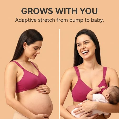 Image of The Mom Store Mom Nursing Bra | Full Coverage Non Padded Bra | Feeding Bra | Maternity Bra | Non Wired Bra | Cotton Blend