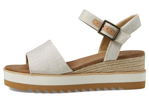 Image of TOMS Women's Diana Wedge Heel Sandal, Leather Upper, Rope-Wrapped Midsole, Adjustable Strap, Buckle, OrthoLite Insole