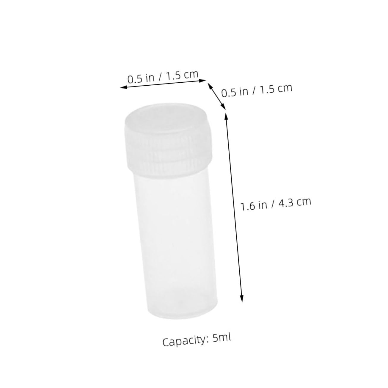 NAMOARLY 50pcs Empty Powder Bottles Mini Storage Vials Travel Sample Bottles Screw Cap Reusable Lab Containers (5ml)