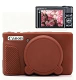 Frevyve Case for Canon PowerShot SX740 HS, SX730 HS Camera, Soft Silicone Protective Case, Slim Fit Sleeve with Removable Lens Cover and Screen Protector Accessories, Anti-Scratch (Dark Brown)