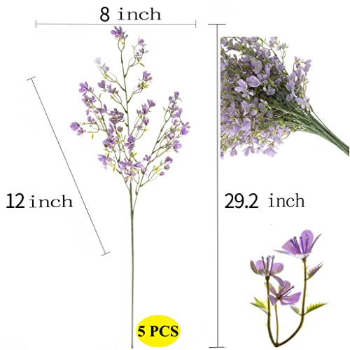 Grand Verde 29” Forget-Me-Not Artificial Flowers Faux Bouquet Long Stems For Tall Vase, Diy Crafts Home Decoration, Bulk 5Pcs (Purple) #TOP1