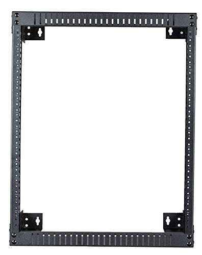 Kenuco Black 15U Wall Mount Open Frame Steel Network Equipment Rack 17.75 Inch Deep - Black - 15U - W19'' X D17.75'' X H29.75'' (Reg-15U) #TOP3