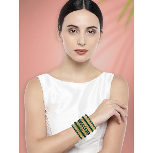 Aheli Ethnic Green Bangles Chuda Set Traditional Jewellery for Women 2.6 inch by Aheli - Used condition - Image 2