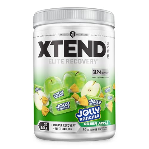 Image of Xtend Original BCAA Powder, 7g BCAAs and 2.5g L-Glutamine for Muscle Recovery, Hydration, and Lean Muscle, Sugar Free Intra and Post Workout Drink with, Green Apple Jolly Rancher, 30 Servings