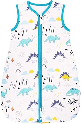 Baby Winter Sleeping Bag, Dinosaur Soft Cotton Summer Sleep Bag with Zipper for Baby Boy Under 6 Months, 0.5 Tog