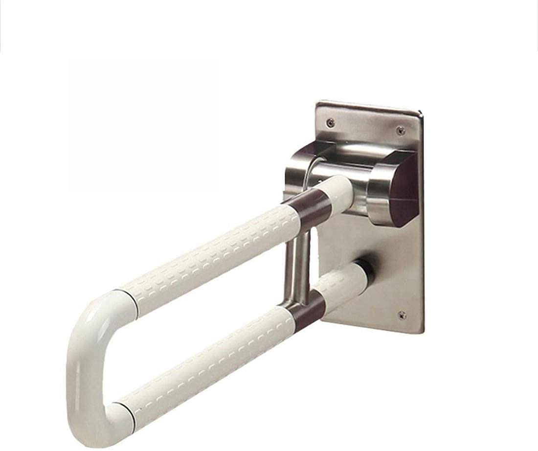 Barra De Seguridad Resistente para Ducha Y Bañera, Barra De Seguridad Abatible para Baño con Agarre, Pasamanos Antideslizante para Inodoro, para Personas con Discapacidad,White